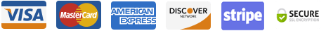 Visa, Mastercard, American Express, Discover, Stripe and secure checkout