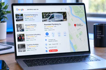 Google Maps business search showing businesses without websites