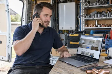 A local business owner viewing the finished website